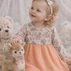 vestido de beba luisina jersey con lycra y gasa doble estampado bosque