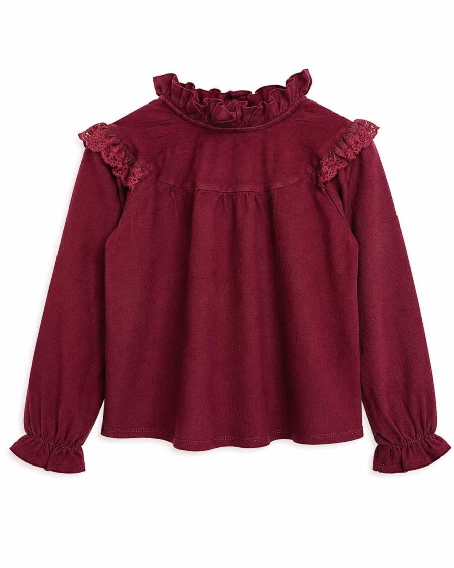 remera kids marisol jersey elastizado bordado premium