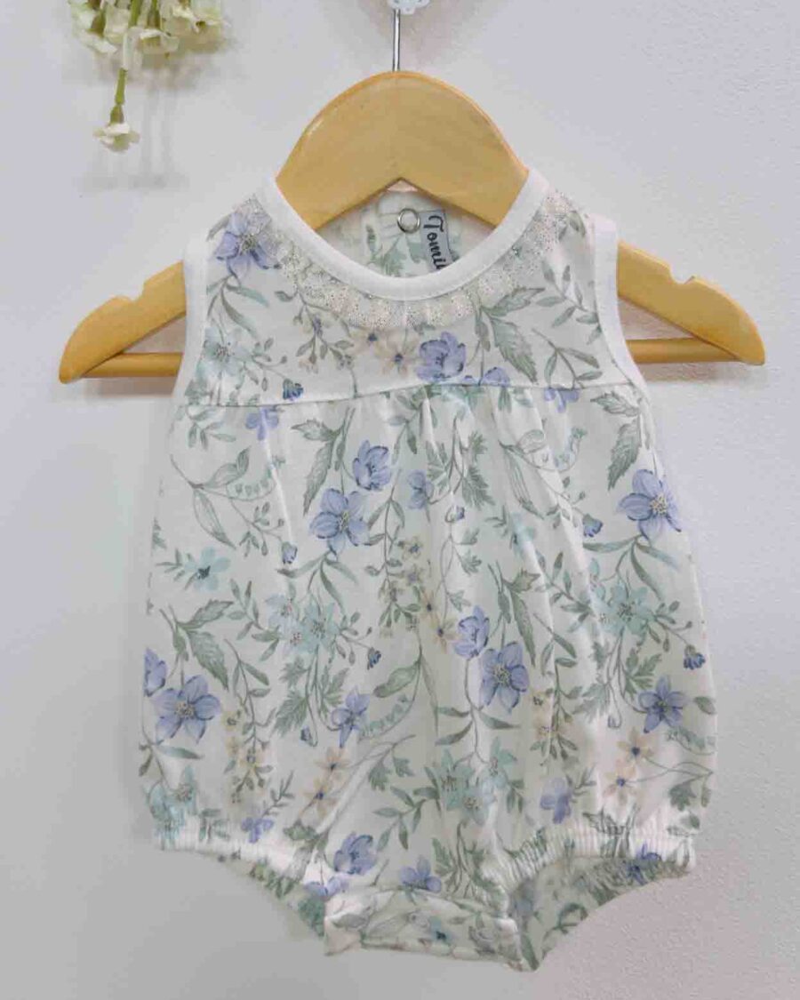 body de beba FLORENCIA flor celeste