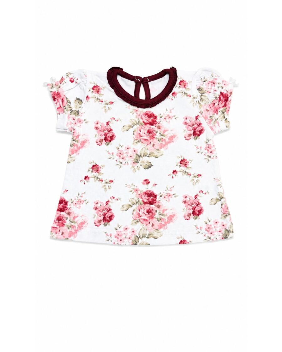 Remera rosa de beba Japon Tomiko en jersey de algodón elastizado